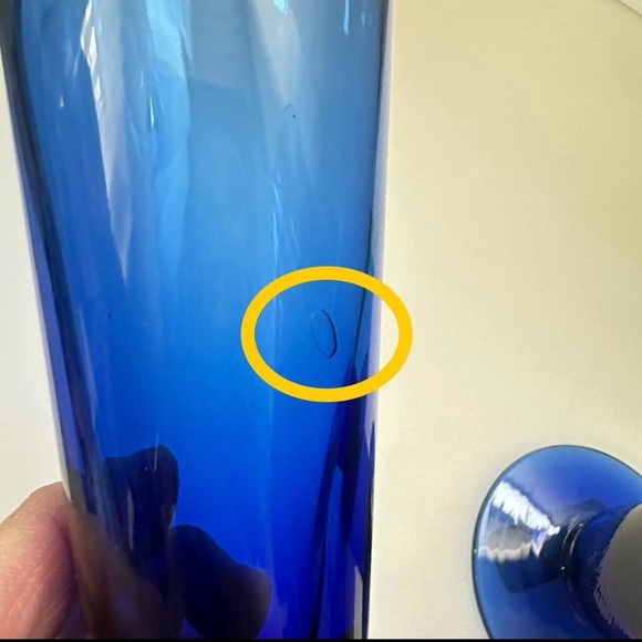 Set of 2 Vintage Mouth Blown Cobalt Blue Pilsner Beer Champagne Glasses Flutes - Picture 7 of 9